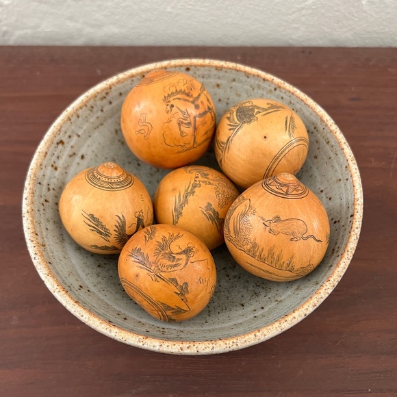 Antique lanzou carved etched gourd Chinese Zodiac year of Rat folk art - Picture 15 of 15